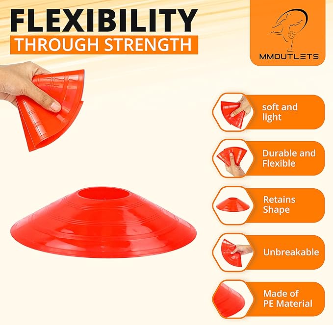 Soccer Cones for Drills with Mesh Bag & Strap-Flexible