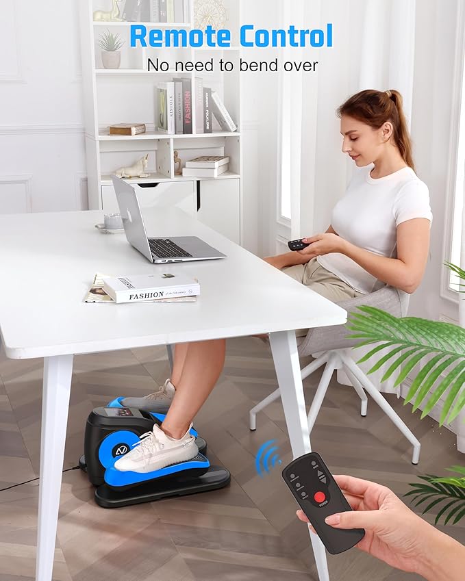 ANCHEER Under Desk Elliptical Machine, Electric Ellipse Leg Exerciser for Seniors with Remote Control, Quiet & Compact Pedal Exerciser, Manual & Auto Mode for Home and Office Use
