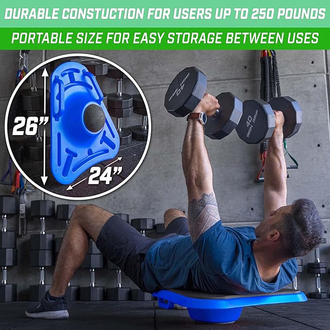 GoSports Fitness Plank Board with Smart Phone Holder - Blue or Red - Core Hub for Full Body Workouts