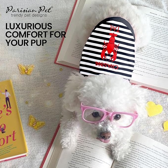 Parisian Pet Dog Tshirt - Embroidered “ Chasing Lobster Tail “ Dogs Clothes - Breathable and Lightweight Dog Tank Top - Sleeveless Doggy Tee Shirts - Machine Washable Shirts for Small Dogs - XS