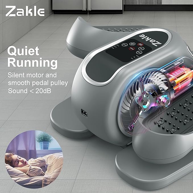 Zakle Ellipse Leg Exerciser as Seen on Tv for Seniors, Electric Under Desk Elliptical Machine w/Remote & 12 Speeds Level, Manual & Auto Mode, Quiet Seated Pedal Exerciser for Home Office