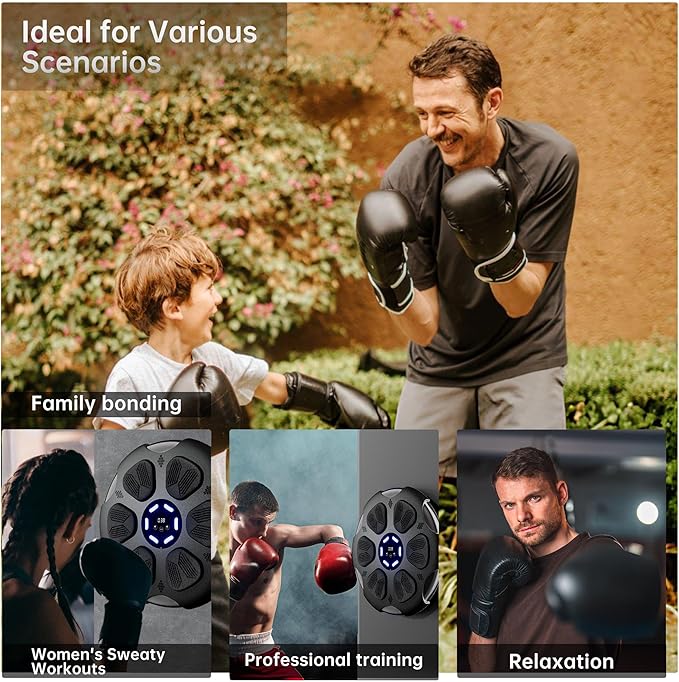 Music Boxing Machine, Wall Mounted Boxing Machine for Adults Kids, Bluetooth Smart Boxing Trainer with Boxing Gloves, Electronic Boxing Workout Equipment Target for Home Gym, 9 Modes & 9 Speeds