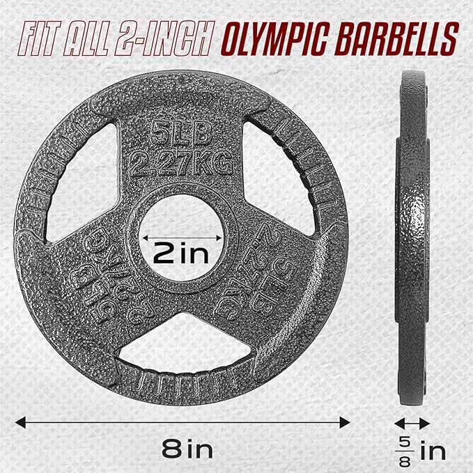 Yes4All Olympic Rubber Grip Plates for Barbell 2-Inch Weight