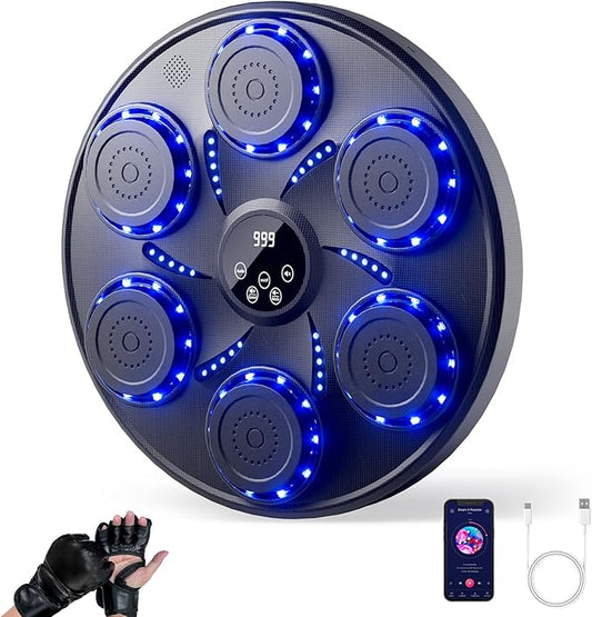 Music Boxing Machine, Wall Mounted Boxing Machine for Adults Kids, Bluetooth Smart Boxing Trainer with Boxing Gloves, Electronic Boxing Workout Equipment Target for Home Gym, 9 Modes & 9 Speeds
