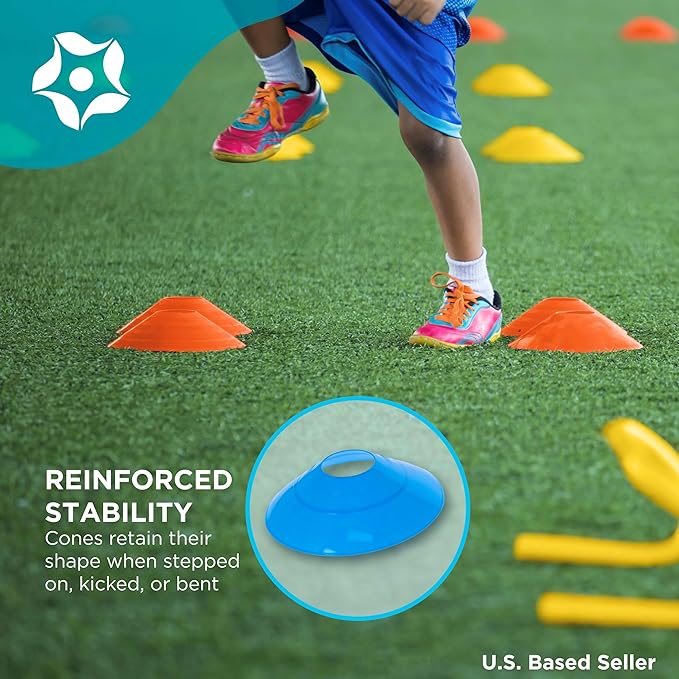 Get Out! Soccer Agility Training Marker Cones Set 50 Pack