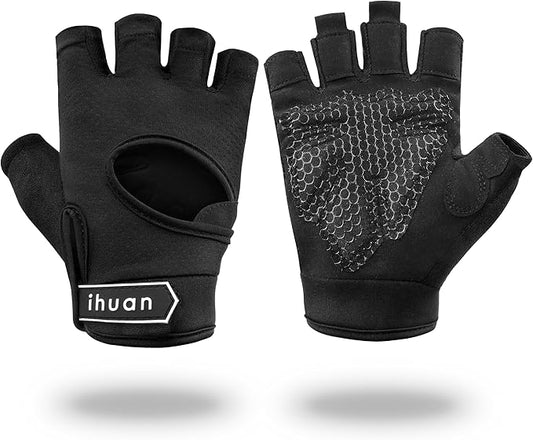 ihuan New Breathable Workout Gloves for Women & Men - No More Sweaty & Full Palm Protection Gym Exercise, Cycling， Fitness, Weightlifting, Pull-ups, Deadlifting, Rowing