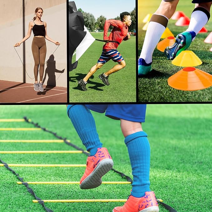 Soccer Agility Training Equipment Set 20Ft Agility 12 Cones,