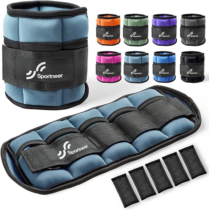 Sportneer Adjustable Ankle Wrist Weights for Men Women Kids 2 lbs 1 Pair 4 lbs