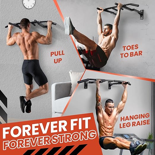 Yes4All Multi-Grip Wall Mount Pull-Up Bar 16 & 24" Reversible