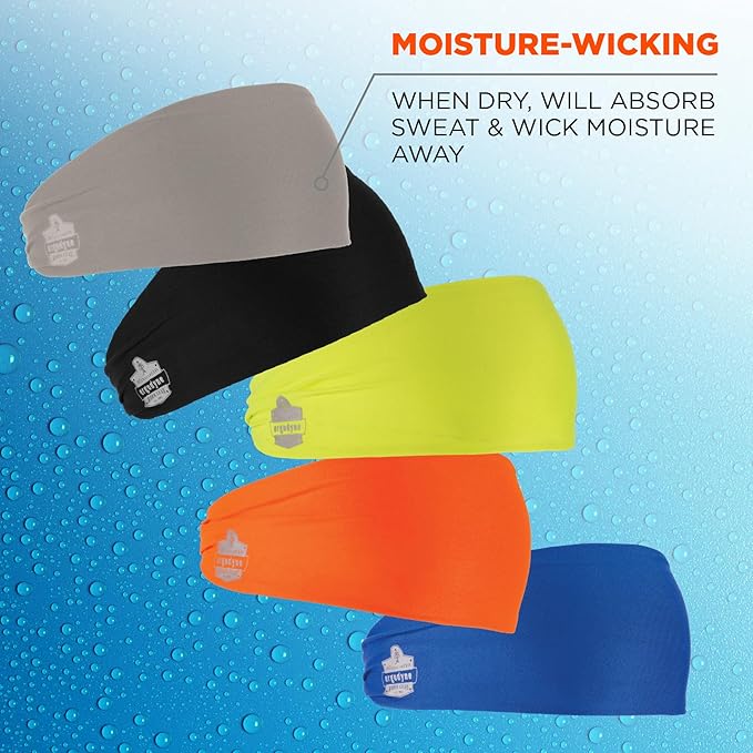 Ergodyne Chill-Its 6634 Cooling Headband, Sports Headbands for Men and Women, Moisture Wicking
