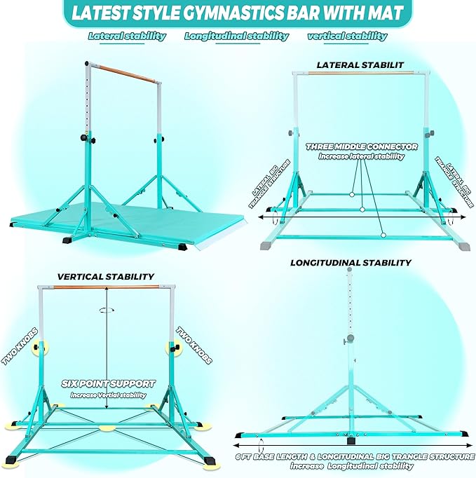 Gymnastic Bar For Kids and Teenage Ages 3-25 5 FT 6 FT 5 FT 6 FT