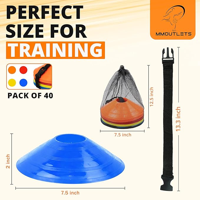 Soccer Cones for Drills with Mesh Bag & Strap-Flexible