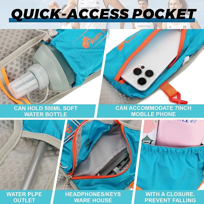 Running Hydration Vest Backpack, Lightweight Water Backpack with 2*2L Leakproof Hydration Bladder+2*Wrist Brace+1*Head Band, Hydration Backpack Running Vest for Hiking Biking Running for Women Men