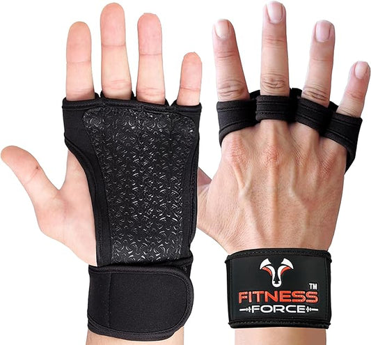 FITNESS FORCE Ventilated Gym Gloves for Men with Built-in Wrist Support for Workouts Weightlifting Gloves Workout Gloves for Women Exercise Fitness Gloves Perfect for Powerlifting, Cross Training