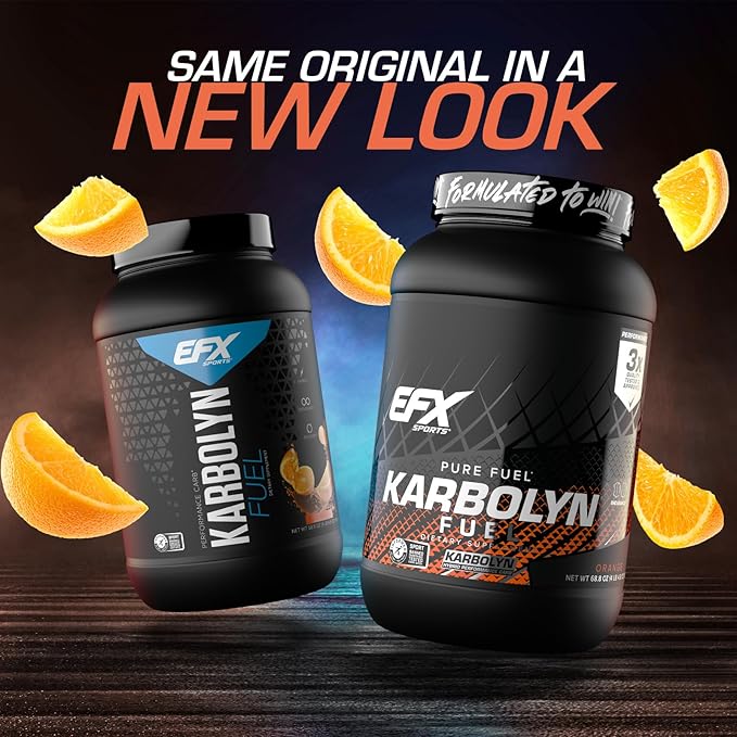 EFX Sports Karbolyn Fuel | Fast-Absorbing Carbohydrate Powder | Carb Load, Sustained Energy, Quick Recovery | Stimulant Free | 35 Servings (Orange)