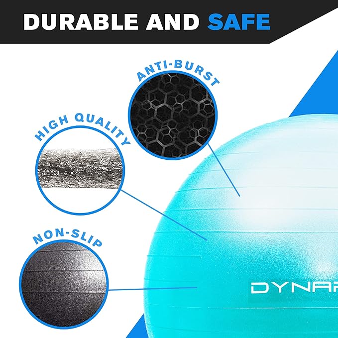 Exercise Ball – Extra Thick Eco-Friendly & Anti-Burst 2200lbs, Stability