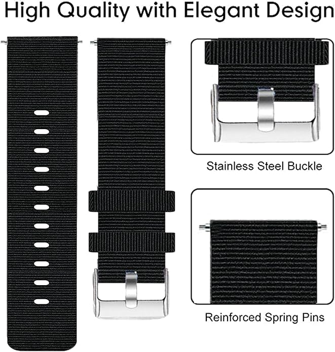 Compatible with Sanorum Smart Watches Band, 20mm, 22mm Breathable Nylon Woven Fabric Replacement Strap Compatible for HaSaKei G53, Sanorum G53, G56 Smart Watches