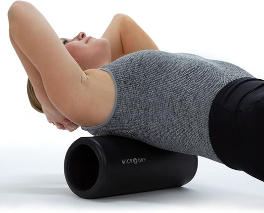 MICRODRY Deluxe Fitness Foam Back Roller for Muscle Relief 13x5.3", Black