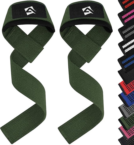 Lifting Wrist Straps for Weightlifting, Powerlifting & Deadlifts – 23” Neoprene Padded Cotton Straps for Strength Training & Gym Workouts - Maximum Grip Support for Men & Women