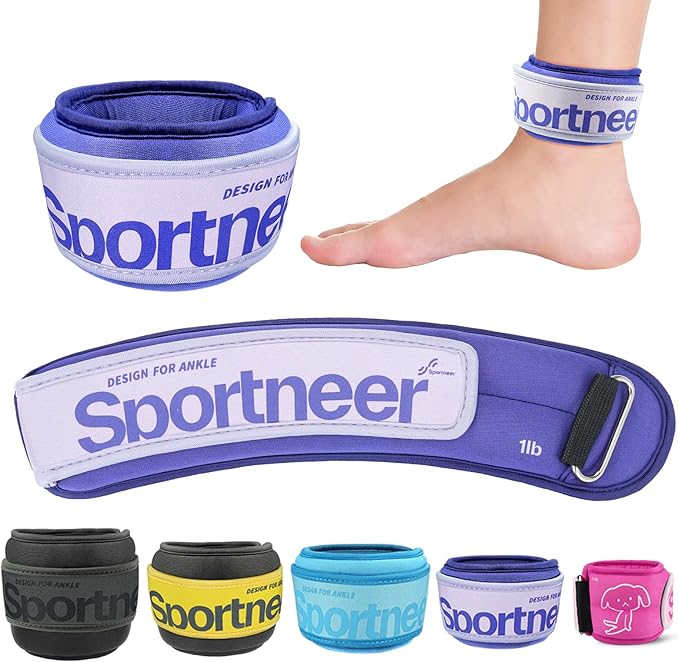 Sportneer Ankle Weights 0.5/1/2/3/5 LBS 1 Pair Wrist Leg Arm Weights for Women Men Kids Child with Adjustable Straps, Strength Weighted for Jogging Running Walking Fitness Gym Workout