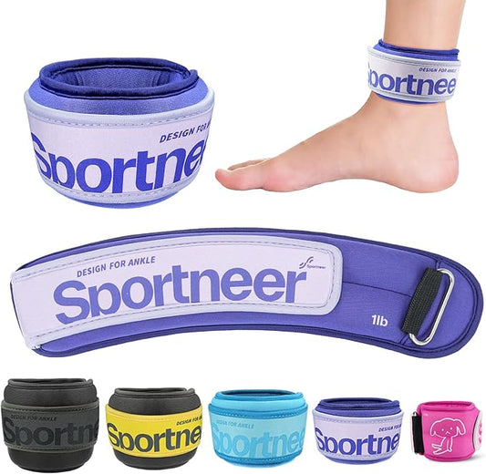 Sportneer Ankle Weights 0.5/1/2/3/5 LBS 1 Pair Wrist Leg Arm Weights for Women Men Kids Child with Adjustable Straps, Strength Weighted for Jogging Running Walking Fitness Gym Workout