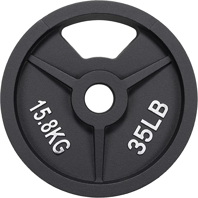 Signature Fitness Cast Iron Plate Weight Plate for Strength Training and Weightlifting, Olympic or Standard