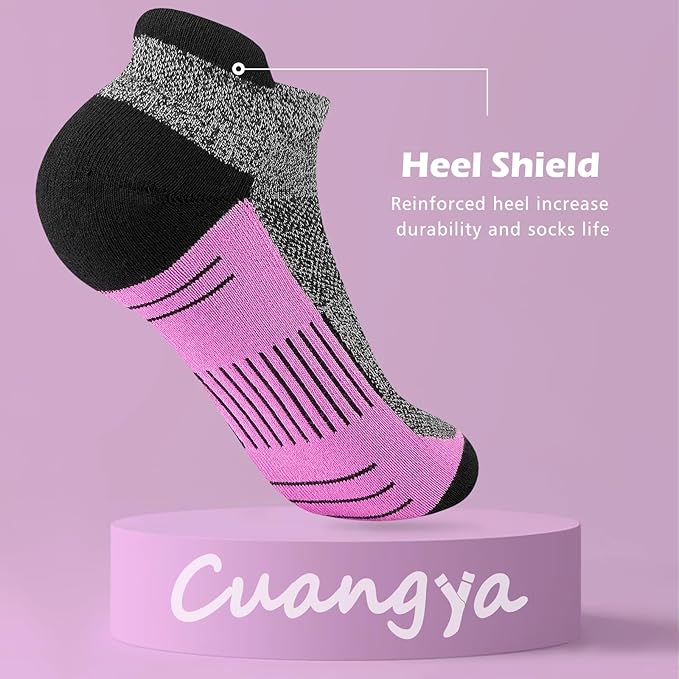 Ankle Socks Women Athletic No Show Socks Running Comfort Cushioned 5-Pairs