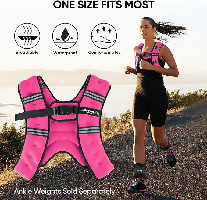 APEXUP Weighted Vest with 5lbs/10lbs/15lbs/20lbs/25lbs/30lbs Weights and Reflective Stripe, Weight Vest Men Women for Workout, Strength Training, Running