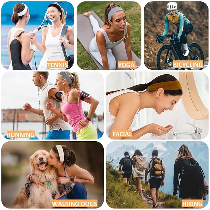 Tobeffect Headbands for Women Non Slip Trendy Womens Headbands 7PCS Elastic Hair Bands for Women's Hair Workout Sweat Head Bands Soft Thick Cotton Cloth Headband for Yoga Running Sport