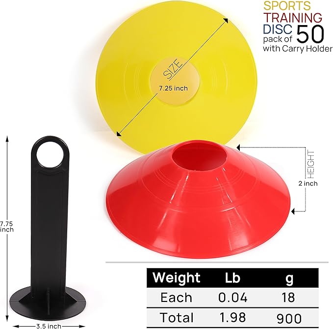 brooman 50-Pack Soccer Disc Cones Training Sports Cone