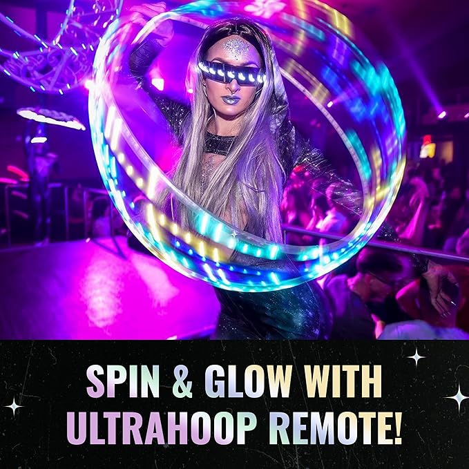 UltraHoop Remote LED Hoop - Wireless Control 60 300+ Modes 34” x 3/4" OD