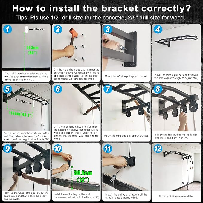 Kipika 48" Wall Mounted Multifunction Cable Pulley System Gym 48" Wall