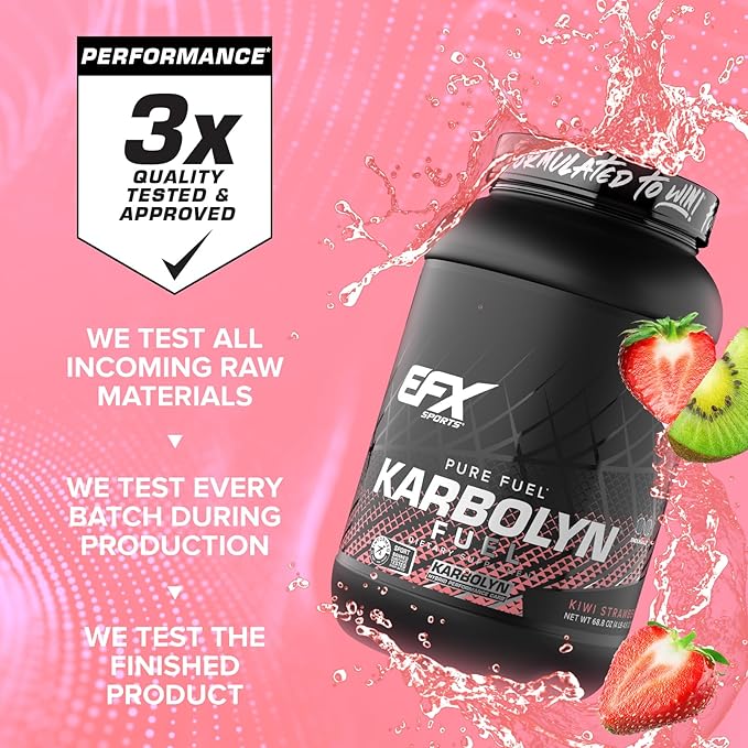 EFX Sports Karbolyn Fuel | Fast-Absorbing Carbohydrate Powder | Carb Load, Sustained Energy, Quick Recovery | Stimulant Free | 36 Servings (Kiwi Strawberry)