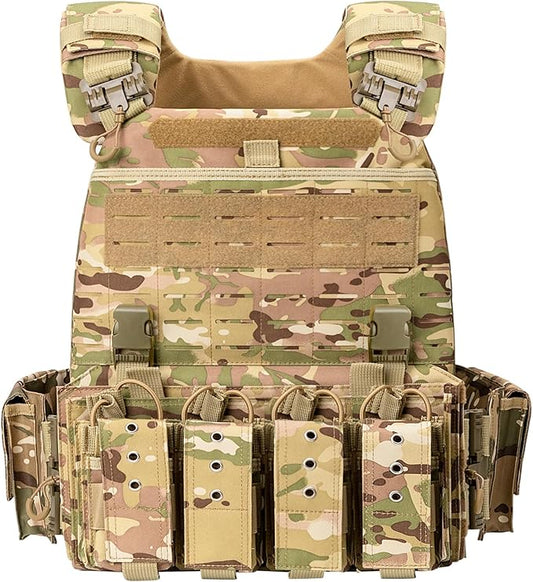Quick Release Tactical Vest, Adjustable Breathable Weighted Vest for Men, Strong Tensile Lightweight Molle Vest 1000D Nylon for Duty Hunting Gaming