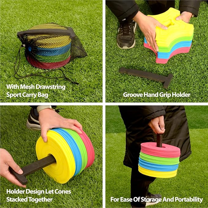 Pro Disc Cones Agility Training Markers 40 Pack,Flat