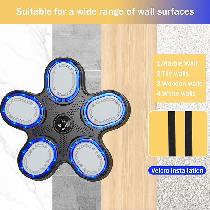 Keyoung Music Boxing Machine for Kids,Wall Mounted Bluetooth Smart Punching Target,Home Sports Boxing Equipment for Children, Boys and Girls