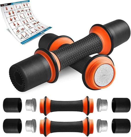 SQUATZ 9 lbs. Dumbbell Weight Set - Adjustable Weight All-in-One Versatile Dumbbells for Women, Non-Slip Neoprene Ideal for Common Movement and Multi Functional Exercise, Home Gym Training