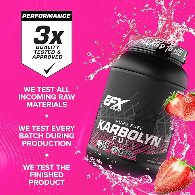 EFX Sports Karbolyn Fuel | Fast-Absorbing Carbohydrate Powder | Carb Load, Sustained Energy, Quick Recovery | Stimulant Free | 35 Servings (Strawberry)