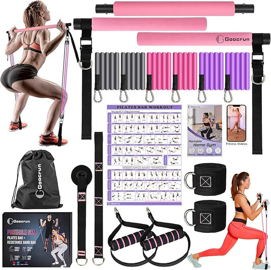 Portable Pilates Bar and Resistance Band Set