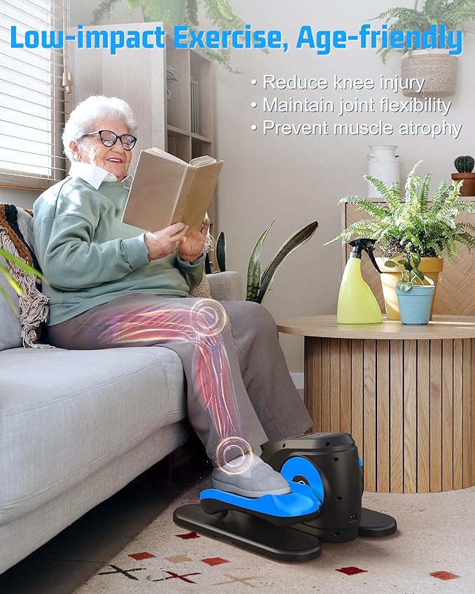 ANCHEER Under Desk Elliptical Machine, Electric Ellipse Leg Exerciser for Seniors with Remote Control, Quiet & Compact Pedal Exerciser, Manual & Auto Mode for Home and Office Use
