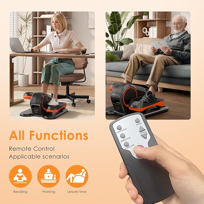 soges Under Desk Elliptical Machine,Seated Pedal Exerciser for Senior,12 Adjustable Speeds Portable bidirectional Ellipse Exerciser,Ellipse Leg Exerciser with Remote Control and Manual Mode