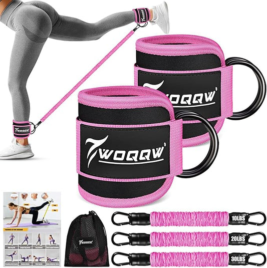 Ankle Resistance Bands with Cuffs, Ankle Bands for Working Out, Glutes Workout Equipment, Butt Exercise Equipment for Kickbacks Hip Fitness Training, Legs Resistance Bands for Women & Men