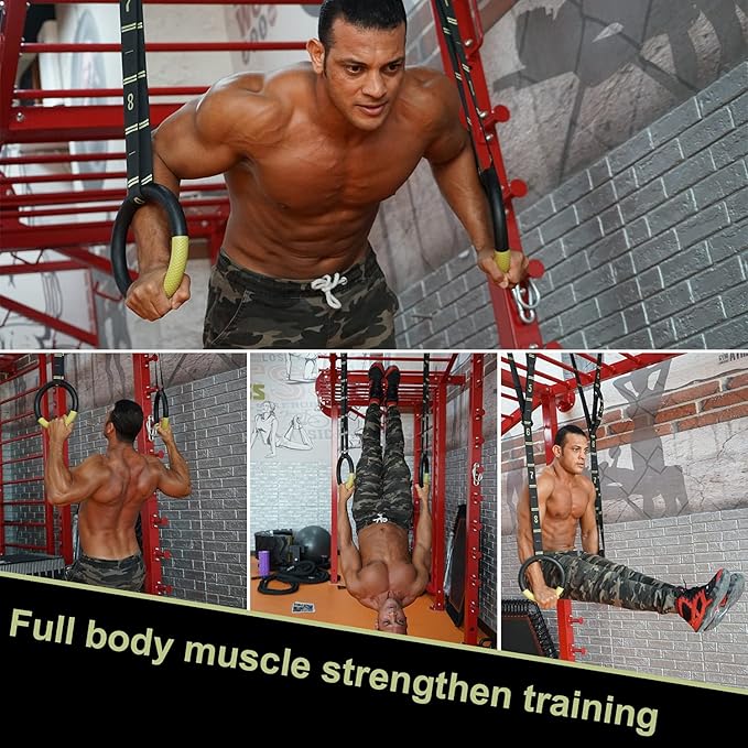 QUOLIX Gymnastic Rings with Adjustable Straps 1300lbs Exercise