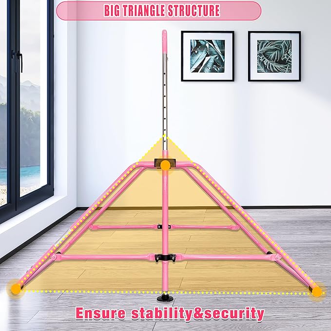Upgrade Foldable Gymnastic Bar with Mat for Kids 3-12, 200 200 lbs