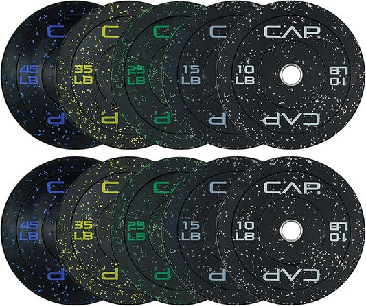 CAP Barbell 2-Inch Olympic Bumper Plate Weight Set 100-370 lbs