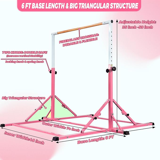 Gymnastic Bar For Kids and Teenage Ages 3-25 5 FT 6 FT 5 FT 6 FT