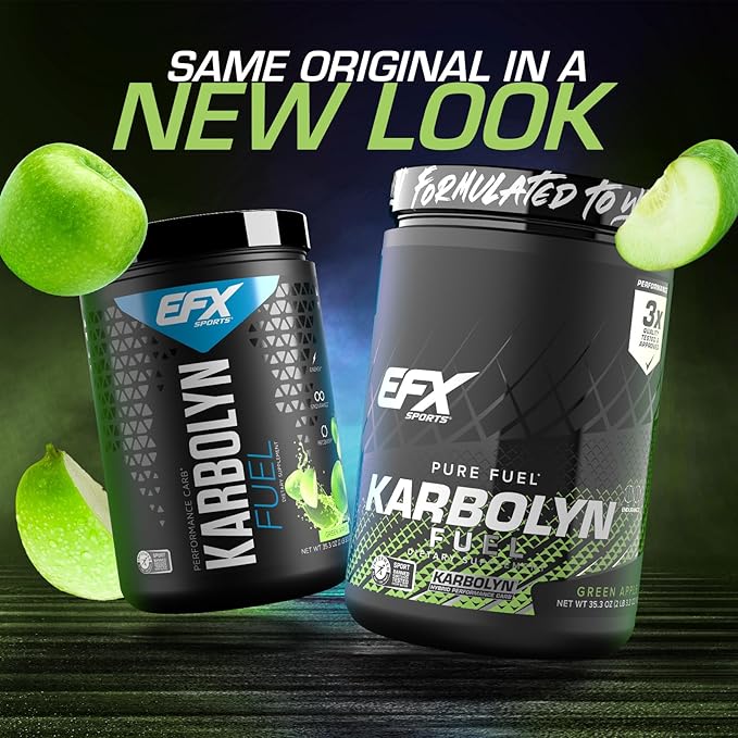 EFX Sports Karbolyn Fuel | Fast-Absorbing Carbohydrate Powder | Carb Load, Sustained Energy, Quick Recovery | Stimulant Free | 18 Servings (Green Apple)