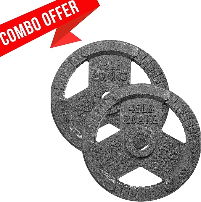 Yes4All Olympic Rubber Grip Plates for Barbell 2-Inch Weight