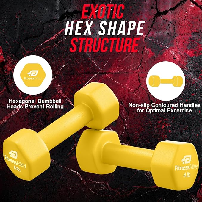 Neoprene Coated Workout Dumbbells set of 2 – Anti Roll, Non Slip with Smooth Grip Fitness & Exercise Dumbbells – Hexagon Shaped Hand Weights for Women & Men – Best Choice for Gyms & home use