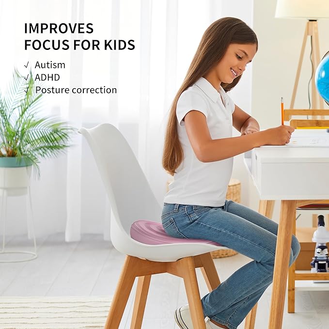 Inflated Wobble Cushion,Dyna Disc,Circular Non-slip Texture for Comfortable Sitting,Wiggle Seat to Improve Posture, Fitness, Stability for Sensory Kids Adults,Balance Seat with Pump for Core Strength